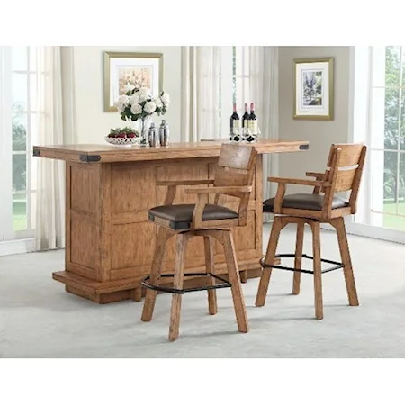 Shenandoah Bar and Upholstered Stool Set